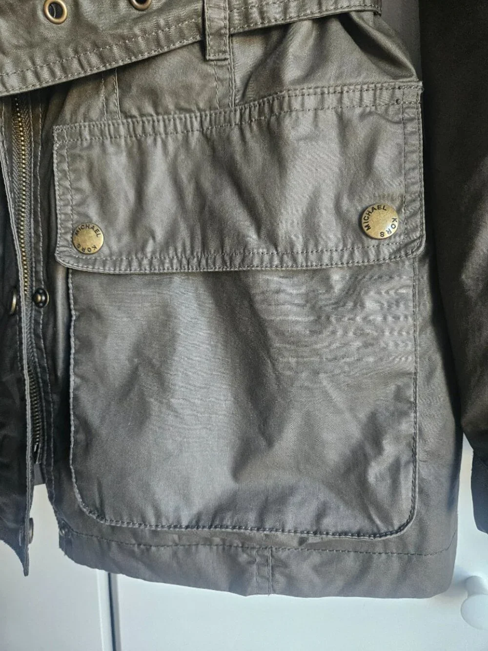 MICHAEL Michael Kors Olive Green Belted Military Utility Field Jacket M
